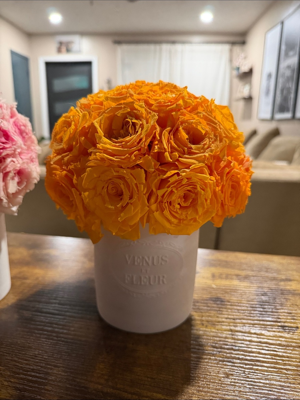 Venus et Fleur Orange Preserved Rose Arrangement